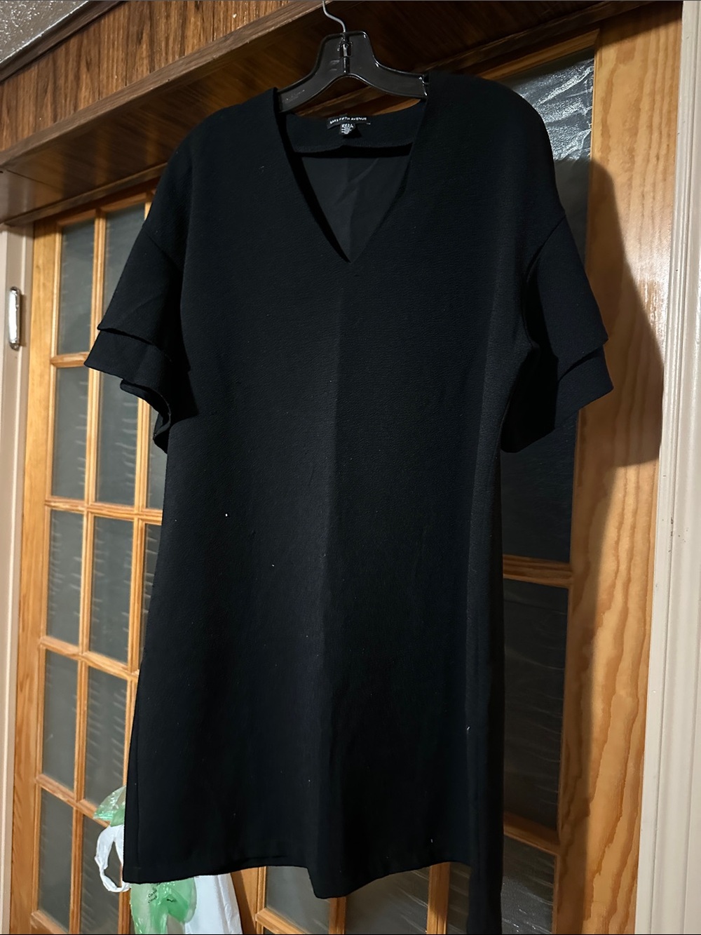 Women’s Black V-Neck Short Sleeve Top with Layered Sleeves